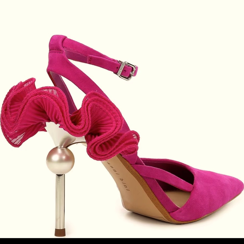 Gianni Bini Pink Heels with Ruffle Detail